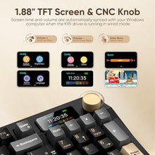 Load image into Gallery viewer, RedThunder K95 Wireless Mechanical Keyboard, TFT Screen &amp; Knob, Tri-Mode BT5.0/2.4GHz/USB-C Hot Swappable Custom, Pre-lubed Linear Pink Switches, Gasket Structure, RGB Gaming Keyboard, Black-Gold, BlackGold_7243
