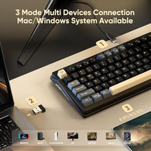 Load image into Gallery viewer, RedThunder K95 Wireless Mechanical Keyboard, TFT Screen &amp; Knob, Tri-Mode BT5.0/2.4GHz/USB-C Hot Swappable Custom, Pre-lubed Linear Pink Switches, Gasket Structure, RGB Gaming Keyboard, Black-Gold, BlackGold_7244
