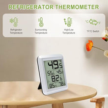 Load image into Gallery viewer, Refrigerator Thermometer, Urageuxy Fridge and Freezer Temperature Monitoring, Digital Freezer Room Thermometer with Magnetic Back, White_6018
