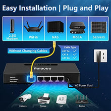 Load image into Gallery viewer, Reidubo 2.5G Uplink Ethernet Splitter, 2.5Gb Uplink Port &amp; 41000Mbps Ethernet Port, Home Multi-Gigabit Network Hub Switch, Unmanaged Plug &amp; Play, Metal Case, Desktop/Wall-Mount, Black_6975
