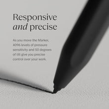 Load image into Gallery viewer, reMarkable Marker Plus The Official reMarkable 2 Pen with Eraser | 9 Felt Replacement Tips | Tilt Sensitivity and 4096 Levels of Pressure Sensitivity |, Black_858
