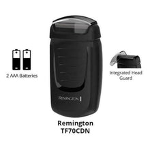 Load image into Gallery viewer, Remington TF70CDN Battery-Operated Foil Travel Shaver, Men's Electric Razor, Electric Shaver, Black, BlackTravelSize_8114
