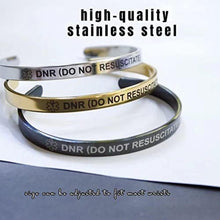 Load image into Gallery viewer, RENYILIN 3PCS Stainless steel cuff bracelet Medical alert ID Emergency first Aid bracelet (DNR (DO NOT RESUSCITATE)), Blackgoldsteel_1131
