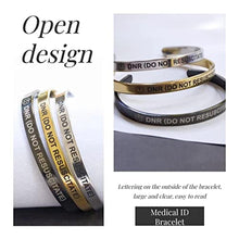 Load image into Gallery viewer, RENYILIN 3PCS Stainless steel cuff bracelet Medical alert ID Emergency first Aid bracelet (DNR (DO NOT RESUSCITATE)), Blackgoldsteel_1132
