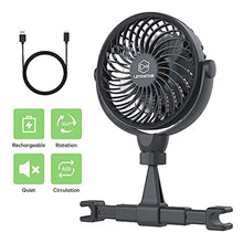 Load image into Gallery viewer, Retractable Portable Car Fans with 4 Speeds for Headrest and Rear Seat, Small Cooling Vehicle Air Fan, Quiet Operation, Rechargeable, Battery Operated,360 Degree Rotatable USB Fan for Baby, Puppy, SUV, BlackRetractable_7939
