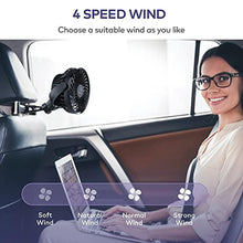 Load image into Gallery viewer, Retractable Portable Car Fans with 4 Speeds for Headrest and Rear Seat, Small Cooling Vehicle Air Fan, Quiet Operation, Rechargeable, Battery Operated,360 Degree Rotatable USB Fan for Baby, Puppy, SUV, BlackRetractable_7942
