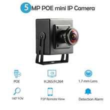 Load image into Gallery viewer, REVODATA 5MP Mini Fisheye POE IP Camera,1.7mm Lens 180 Wide Viewing Angle P2P Remote View CCTV Video IP POE Camera,Small Indoor Fisheye Security Camera H.265 (I706-3-P-HS), mmVPOEBlackIP_8
