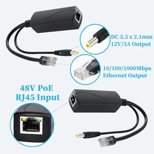 Load image into Gallery viewer, REVODATA PoE Splitter 2.5G 36W 12V/3A, DC 5.5 * 2.1mm Plug PoE to DC 12V/3A Output, 2.5G Ethernet Comply IEEE802.3bt, Plug and Play (PS5712BG)_1655
