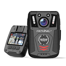 Load image into Gallery viewer, Rexing P1 Body Worn Camera, 2 Display 1080p Full HD, 64G Memory,Record Video, Audio &amp; Pictures,Infrared Night Vision,Police Panic Mode, 3000 mAh Battery,10HR Battery Life,Waterproof,Shockproof, Black_1
