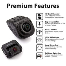Load image into Gallery viewer, Rexing V1P 3rd Generation Dual 1080p Full HD Front and Rear 170 Degree Wide Angle Wi-Fi Car Dash Cam with Supercapacitor, 2.4" LCD Screen, G-Sensor, Loop Recording, Mobile App, VPGen_1375
