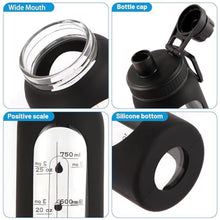 Load image into Gallery viewer, RhythmFit Glass Protein Shaker Bottle, 34 oz, Shaker Ball, Silicone Sleeve, black_1395
