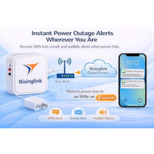 Load image into Gallery viewer, Risinglink WiFi Power Outage Alarm Detector, Power Failure &amp; Restoration Alerts with SMS Text, Email &amp; Audible Alarm, White_8242

