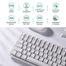 Load image into Gallery viewer, RK ROYAL KLUDGE RK84 Wireless RGB 75% Triple Mode BT5.0/2.4G/USB-C Hot Swappable Mechanical Keyboard, 84 Keys Wireless Gaming Keyboard w/High-Capacity Battery, Clicky Blue Switch, White_1824
