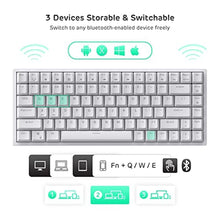 Load image into Gallery viewer, RK ROYAL KLUDGE RK84 Wireless RGB 75% Triple Mode BT5.0/2.4G/USB-C Hot Swappable Mechanical Keyboard, 84 Keys Wireless Gaming Keyboard w/High-Capacity Battery, Clicky Blue Switch, White_1827
