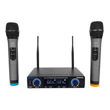 Load image into Gallery viewer, Rockville RWM72U Dual UHF Wireless Handheld Microphone System, Digital Display, Long Range, Noise Filter, for Karaoke and Live Performances, Black_1
