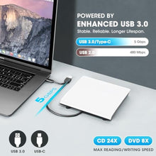 Load image into Gallery viewer, ROOFULL External CD DVD Drive for Mac Laptop USB 3.0 &amp; USB-C_2573
