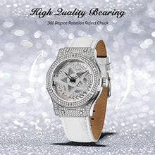 Load image into Gallery viewer, RORIOS Women's Fashion Dress Watch Full Diamonds Analog Quartz Wristwatch with Leather Strap Pentagram Dial Watch for Ladies, Black, 190MM_1447
