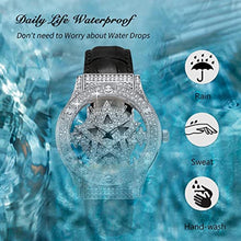 Load image into Gallery viewer, RORIOS Women's Fashion Dress Watch Full Diamonds Analog Quartz Wristwatch with Leather Strap Pentagram Dial Watch for Ladies, Black, 190MM_1448
