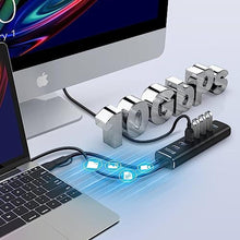 Load image into Gallery viewer, Rosonway Powered USB Hub, 7 Ports USB 3.2 Gen 2 Data Hub 10Gbps, RSH-A107, Black_533
