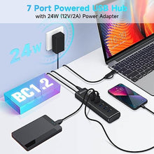 Load image into Gallery viewer, Rosonway Powered USB Hub, 7 Ports USB 3.2 Gen 2 Data Hub 10Gbps, RSH-A107, Black_534
