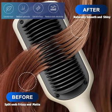 Load image into Gallery viewer, ROYALBAIDE Hair Straightener Brush, Flat Iron and Hair Brush 2-in-1, Anti-Scald, Fast Heating, 5 Temp Settings (130-200), Professional Salon at Home, Wider Comb for Even Straightening, White_5841

