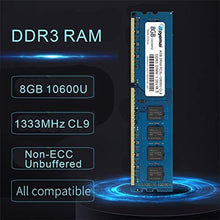 Load image into Gallery viewer, ROYEMAI 8GB DDR3/DDR3L 1333MHz UDIMM, PC3/PC3L -10600 UDIMM 1.35V/1.5V CL9 2RX8 Non ECC Unbuffered Dual Rank 240 Pin Desktop RAM Computer Memory Module, GBPCLUBlue_290
