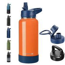 Load image into Gallery viewer, RUBYFLASK 32oz Insulated Water Bottle with Straw, Stainless Steel Metal Vacuum Water Flask, Large Thermal Water bottle with Leakproof 3 Lids for Travel, Camping, Gym Sports Orange_1
