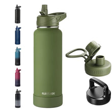 Load image into Gallery viewer, RUBYFLASK 40oz Insulated Water Bottle with Straw, Stainless Steel Metal Vacuum Water Flask, Large Thermal Water bottle with Leakproof 3 Lids for Travel, Camping, Gym Sports Armygreen_1
