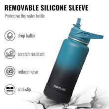 Load image into Gallery viewer, RUBYFLASK 40oz Insulated Water Bottle with Straw, Stainless Steel Metal Vacuum Water Flask, Large Thermal Water bottle with Leakproof 3 Lids for Travel, Camping, Gym Sports Armygreen_5287

