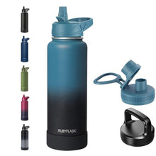 Load image into Gallery viewer, RUBYFLASK 40oz Insulated Water Bottle with Straw, Stainless Steel Metal Vacuum Water Flask, Large Thermal Water bottle with Leakproof 3 Lids for Travel, Camping, Gym Sports Indigo Black, IndigoBlack_1
