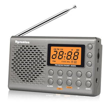 Load image into Gallery viewer, Rysamton Portable AM/FM/Shortwave Radio, Batteries Operated Pocket Radios, Large Digital Display, Clock Radio with Alarm and Sleep Function, Earphone Included, grey_1

