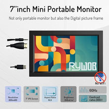 Load image into Gallery viewer, Rywob 7 Inch Mini Monitor,TFT LCD Screen,HDMI/USB/Card/AV Input,Mini Monitor with Built-in Speakers and Remote,Multi-Function Mini Small Display for Raspberry Pi PC/TV/DVD, black_178

