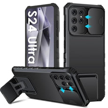 Load image into Gallery viewer, S24 Ultra Case Compatible for Samsung Galaxy S24 Ultra 5G, Slide Camera Cover Military-Grade Anti-Drop Shockproof Phone Case with Kickstand Protective Cover for Samsung S24 Ultra 5G (Black)_1
