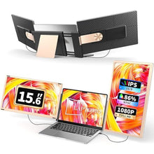 Load image into Gallery viewer, S6 Laptop Screen Extender Monitor Portable, 15.6'' Dual Screen Monitors for Laptop Plug and Play, FHD 1080P IPS Multi Triple Monitor for 13''-17'' Laptops Compatible with Mac/Wins/Android/Dex, Gold_1
