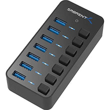 Load image into Gallery viewer, SABRENT 36W 7-Port Powered USB 3.0 Hub, Switches &amp; LEDs (HB-BUP7), Black_1
