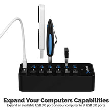 Load image into Gallery viewer, SABRENT 36W 7-Port Powered USB 3.0 Hub, Switches &amp; LEDs (HB-BUP7), Black_7580
