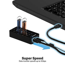 Load image into Gallery viewer, SABRENT 36W 7-Port Powered USB 3.0 Hub, Switches &amp; LEDs (HB-BUP7), Black_7582
