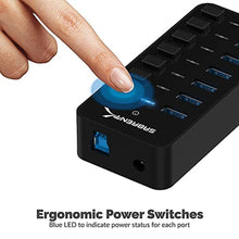 Load image into Gallery viewer, SABRENT 36W 7-Port Powered USB 3.0 Hub, Switches &amp; LEDs (HB-BUP7), Black_7583
