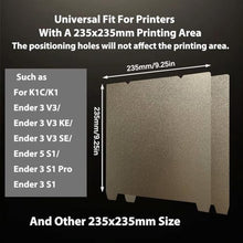 Load image into Gallery viewer, Sahvaim K1 PEI Build Plate 235x235mm, Double Sided Texture PEI Sheet Flexible Heated Bed, 3D Printer Bed Platform for Creality K1/K1C/Ender 5 S1/Ender 3 S1 Pro/Ender 3 S1/Ender V3 KE/Ender3 V3 SE., KEnderSeriesPEIPlate_1357
