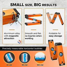 Load image into Gallery viewer, SakerPlus Multi-Function Folding Level, 24" Level Tool, Multi-Angle Measurement (45/90/180), High-Precision Aluminum Profile (0.5mm/m), Perfect for Woodworking, Construction &amp; DIY Gifts, Orange_6588
