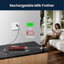 Load image into Gallery viewer, Sakgos Milk Frother Rechargeable Handheld-Electric Whisk 3 Speed Adjustable, Frother Wand Coffee with 3 Stainless Whisks, Electric Foam Maker, Drink Mixer Blender for Latte Cappuccino Matcha Egg, Red_5199
