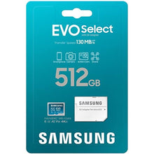 Load image into Gallery viewer, SAMSUNG EVO Select Micro SD-Memory-Card + Adapter, 512GB microSDXC 130MB/s Full HD &amp; 4K UHD, UHS-I, U3, A2, V30, Expanded Storage for Android Smartphones, Tablets, Nintendo-Switch (MB-ME512KA/AM)_2662
