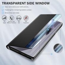 Load image into Gallery viewer, Samsung Galaxy S24 Ultra 5G Case - Clear View with Kickstand, Leather Hard PC Flip Shockproof Protective Cover (Black)_1233
