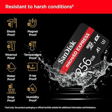 Load image into Gallery viewer, SANDISK 256GB microSD Express Card - Works with Nintendo-Switch 2, Up to 880MB/s Read, Up to 650MB/s Write, 210MB/s Sustained Write, U3, C10 - SDSQXFN-256G-GN4NN, Black_1426
