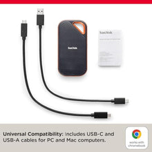 Load image into Gallery viewer, SANDISK 4TB Extreme PRO Portable SSD - Up to 2000MB/s - USB-C, USB 3.2 Gen 2x2, IP65 Water and Dust Resistance, Updated Firmware - External Solid State Drive - SDSSDE81-4T00-G25,Black_225
