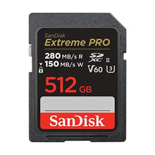 Load image into Gallery viewer, SANDISK 512GB Extreme PRO SDXC UHS-II Memory Card - C10, U3, V60, 6K, 4K UHD, SD Card - SDSDXEP-512G-GN4IN, Black_1
