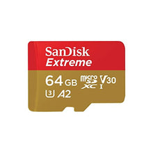 Load image into Gallery viewer, SANDISK 64GB Extreme microSDXC UHS-I Memory Card with Adapter - C10, U3, V30, 4K, 5K, A2, Micro SD Card - SDSQXAH-064G-GN6MA, GoldRed_1
