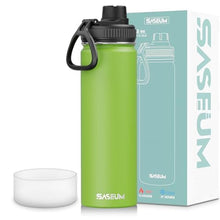 Load image into Gallery viewer, SASEUM Insulated Stainless Steel Water Bottles 32oz with Spout Lids Metal Vacuum Thermal Large Water Jug Leak-proof Reusable Flask for Sports Gym and Travel,Pink-Green, PinkGreen_1
