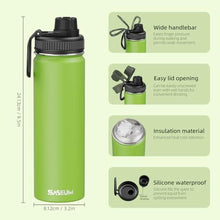 Load image into Gallery viewer, SASEUM Insulated Stainless Steel Water Bottles 32oz with Spout Lids Metal Vacuum Thermal Large Water Jug Leak-proof Reusable Flask for Sports Gym and Travel,Pink-Green, PinkGreen_6919
