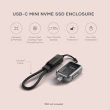 Load image into Gallery viewer, Satechi M.2 NVMe Mini SSD Enclosure with 10Gbps Transfer Speed, Up to 2TB SSD Storage, Active Auto Cooling, Compact and Portable USB C Case, Supports NVMe 2230 SSDs (SSD Not Included), SpaceGray_1203
